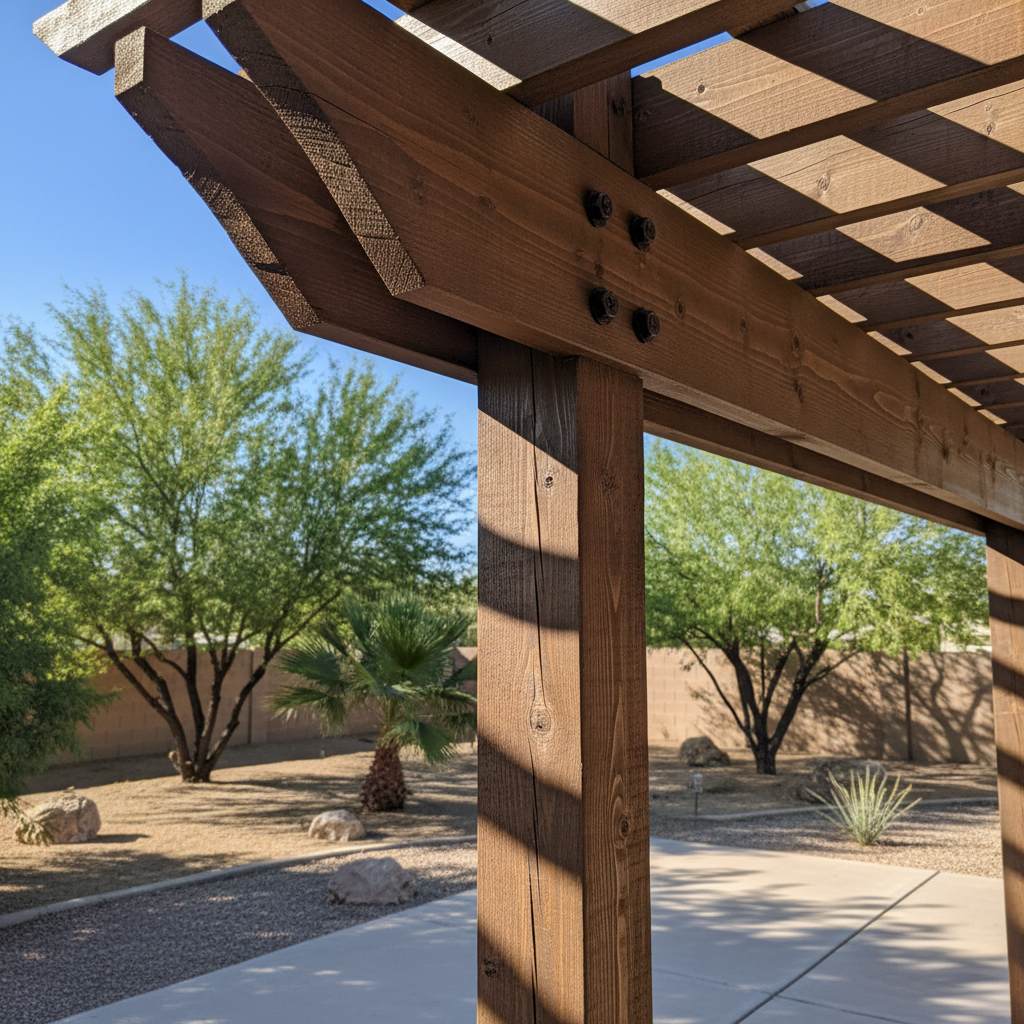 Completed pergola construction work at a residential property in Coolidge, AZ