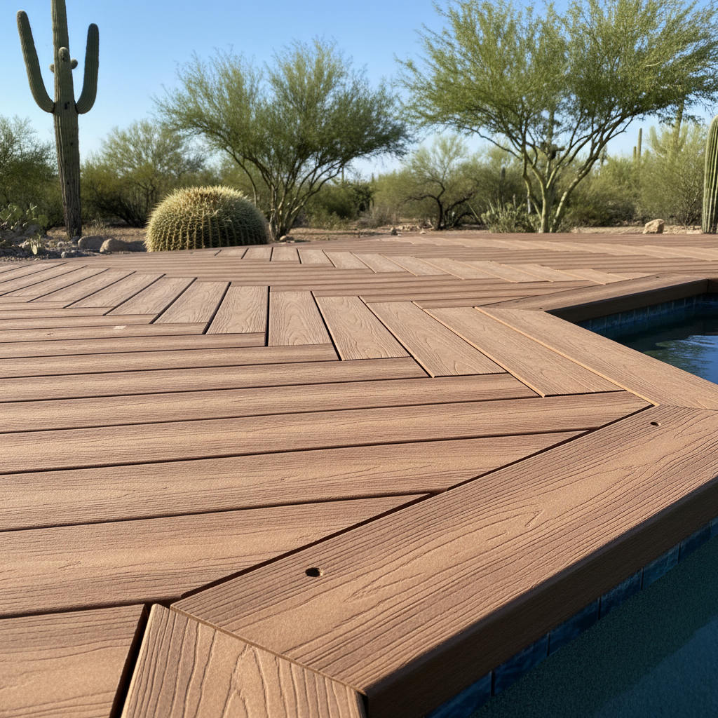 Completed pool decks work at a residential property in Apache Junction, AZ