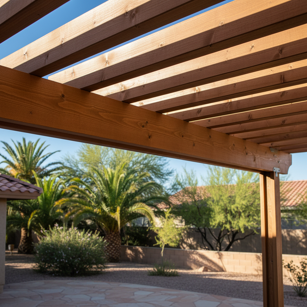 Completed pergola construction work at a residential property in Chandler, AZ
