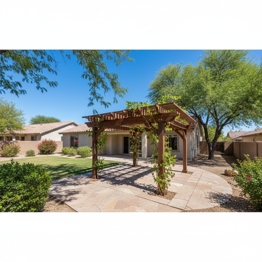Completed pergola construction work at a residential property in Coolidge, AZ