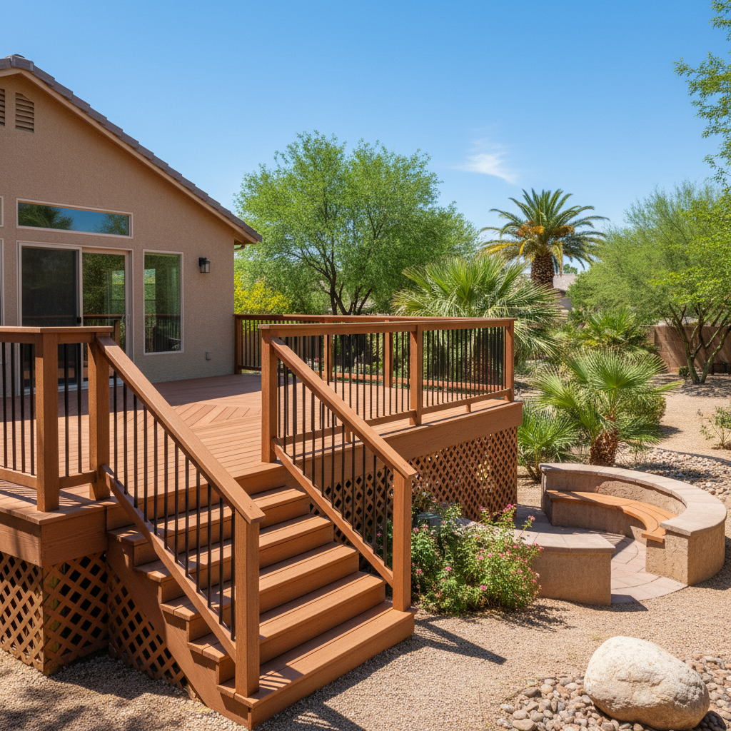 Completed deck construction work at a residential property in Coolidge, AZ