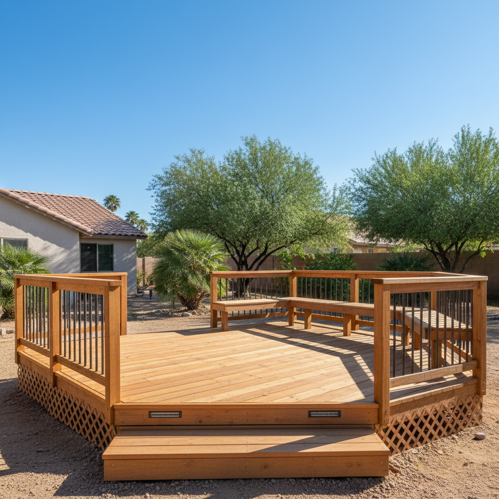 Completed deck construction work at a residential property in Chandler, AZ