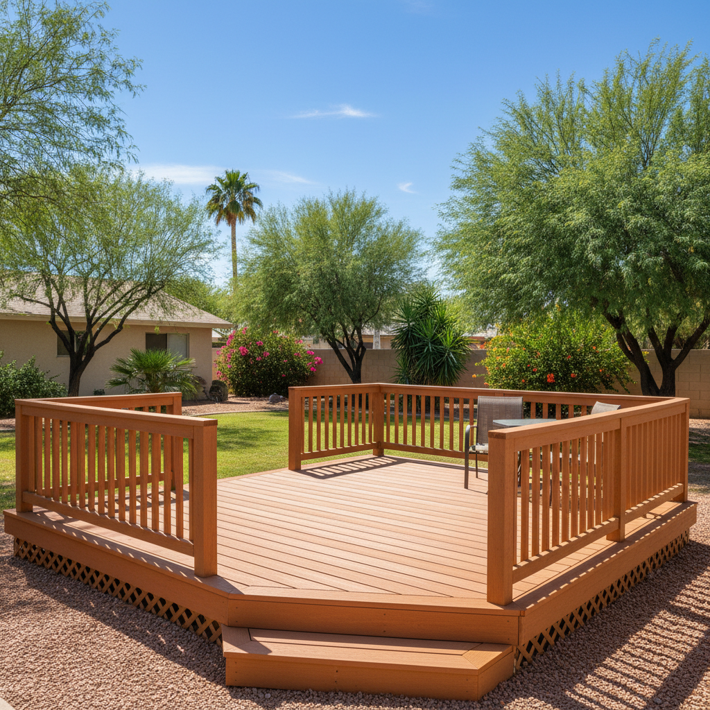 Completed trex decks work at a residential property in Coolidge, AZ