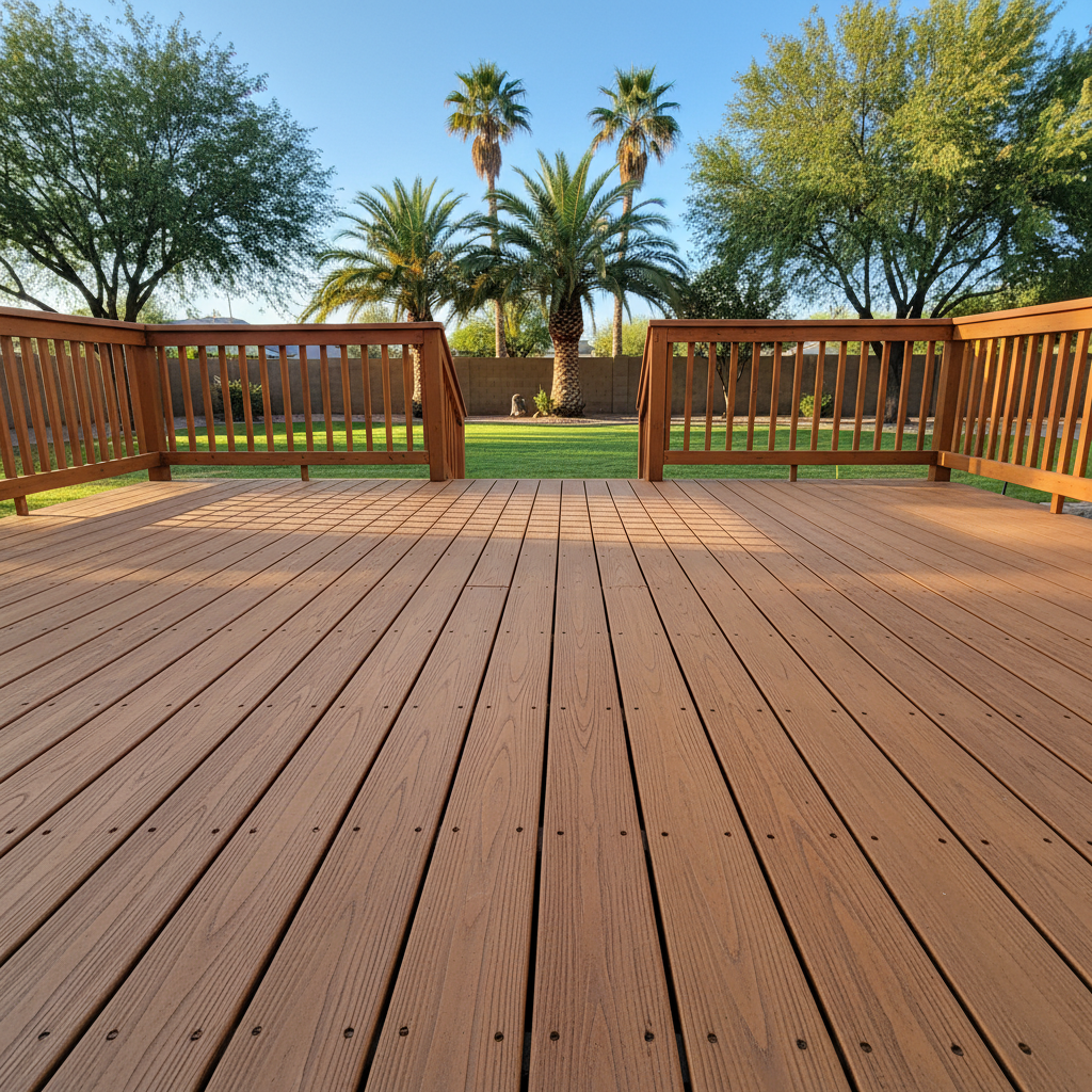 Completed wooden decks work at a residential property in Queen Creek, AZ