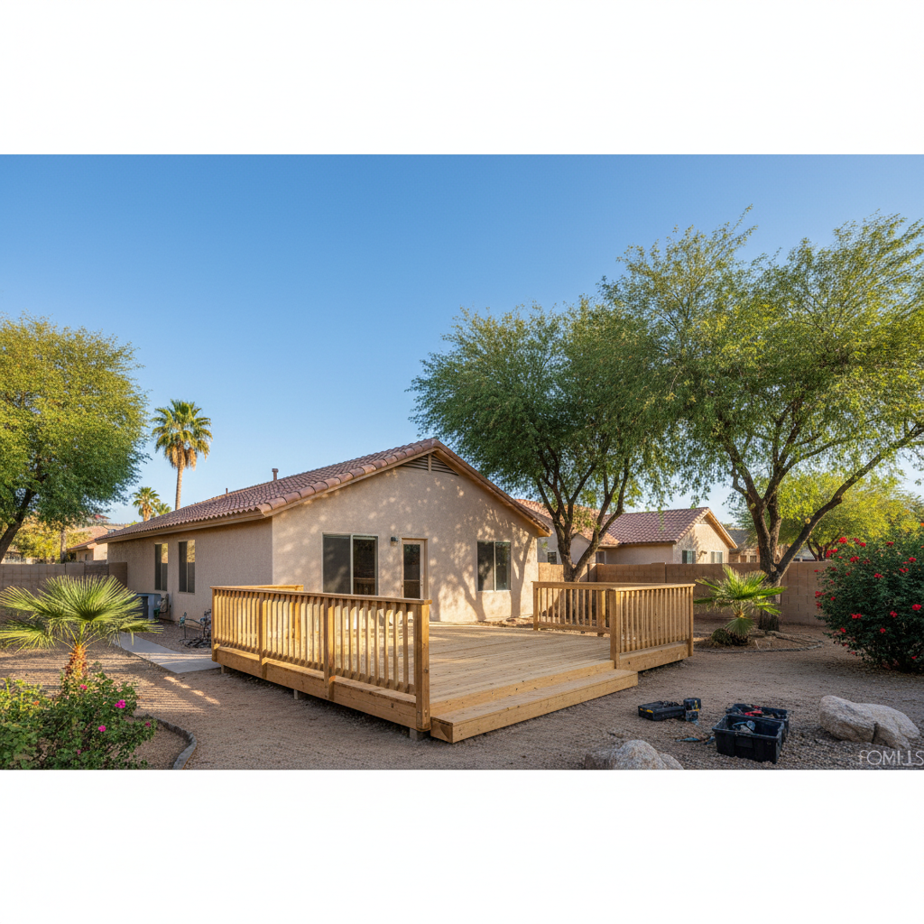 Completed deck repair work at a residential property in Queen Creek, AZ