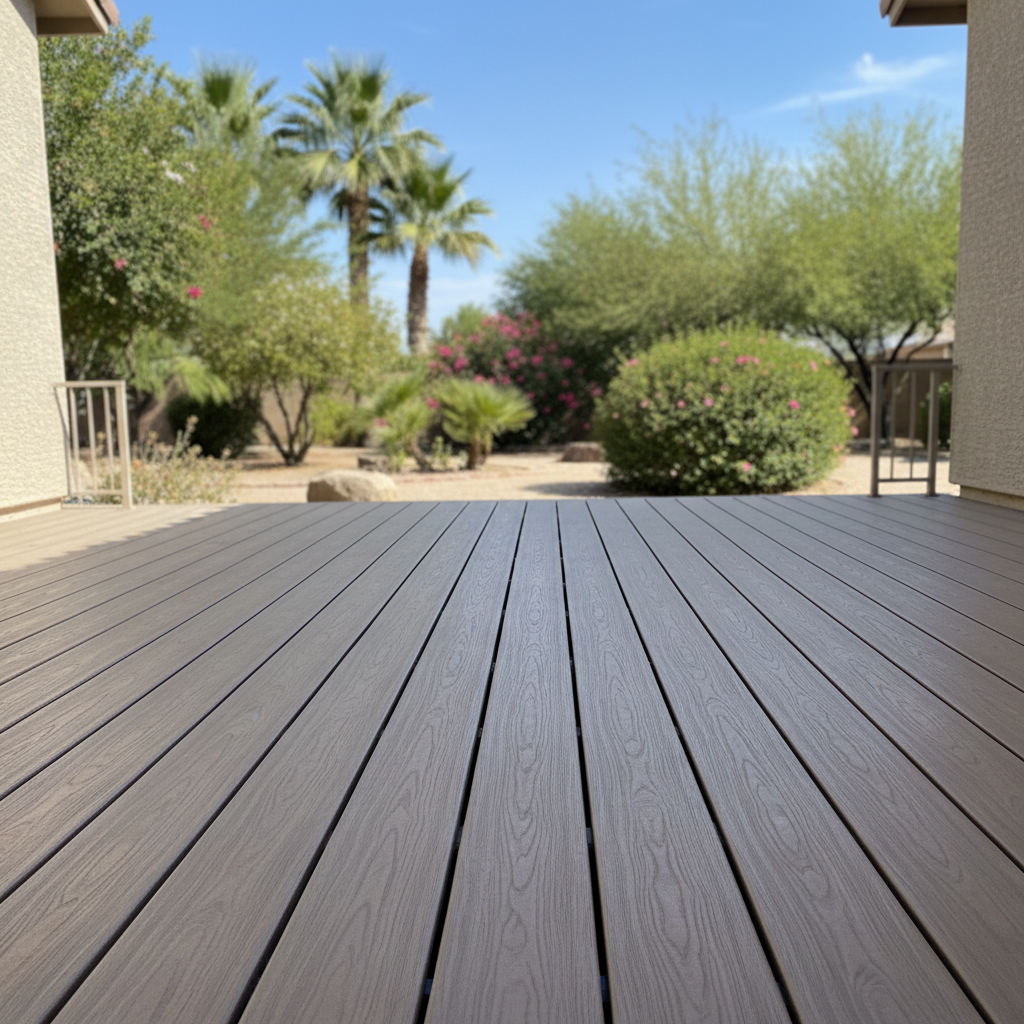 Completed composite decks work at a residential property in Queen Creek, AZ