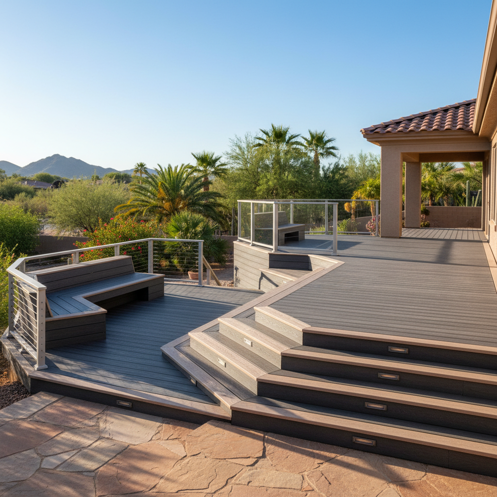 Completed composite decks work at a residential property in Scottsdale, AZ