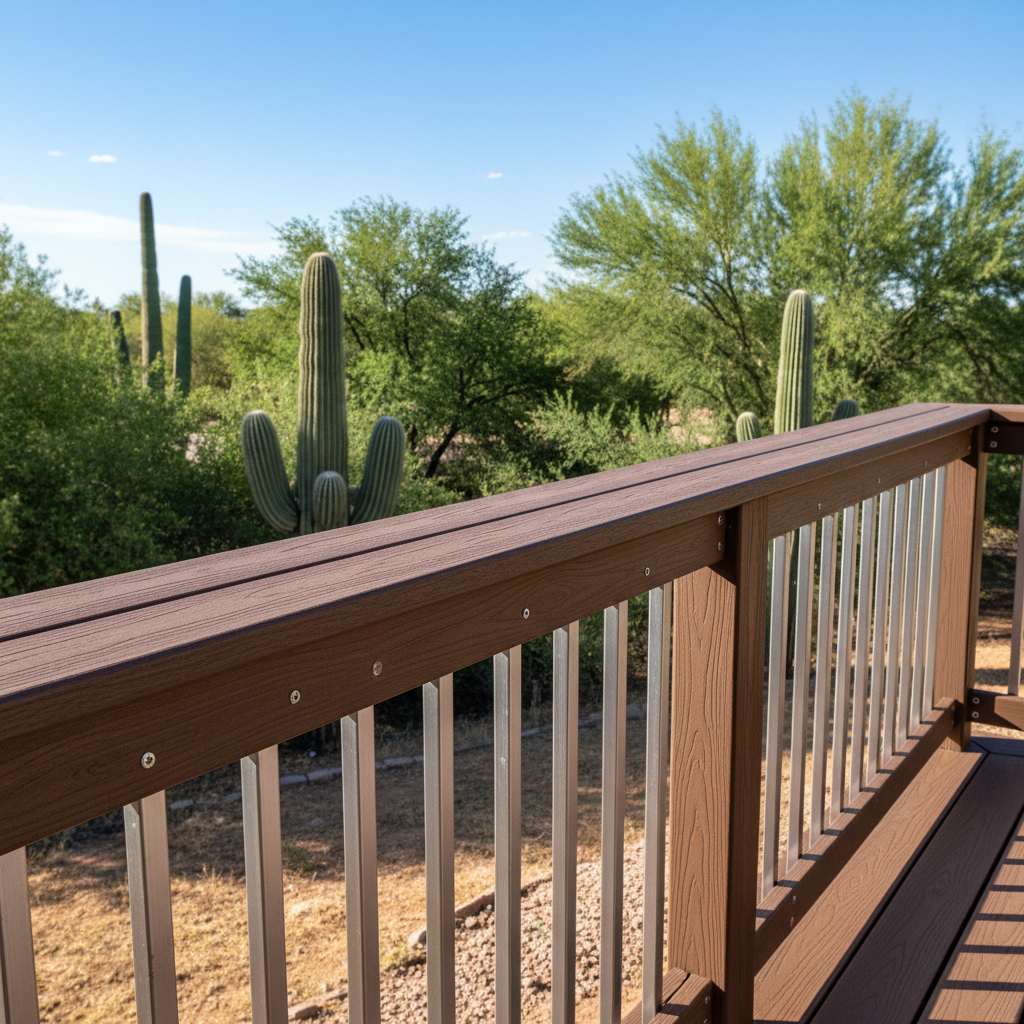Completed deck railing installation work at a residential property in Scottsdale, AZ