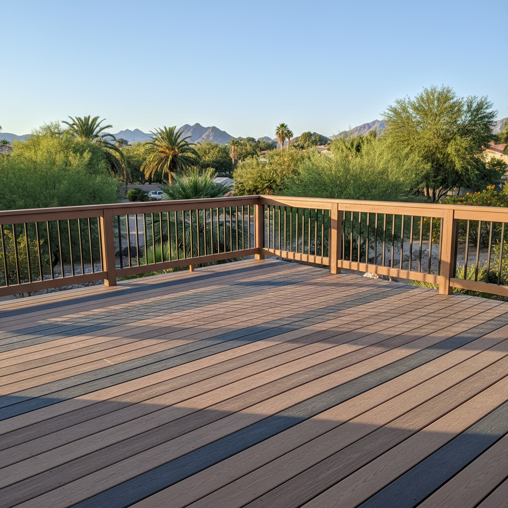 Completed composite decks work at a residential property in Phoenix, AZ