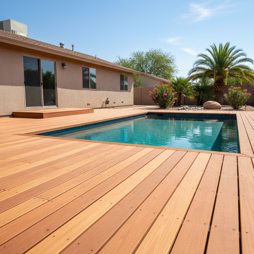 Completed pool decks work at a residential property in El Mirage, AZ
