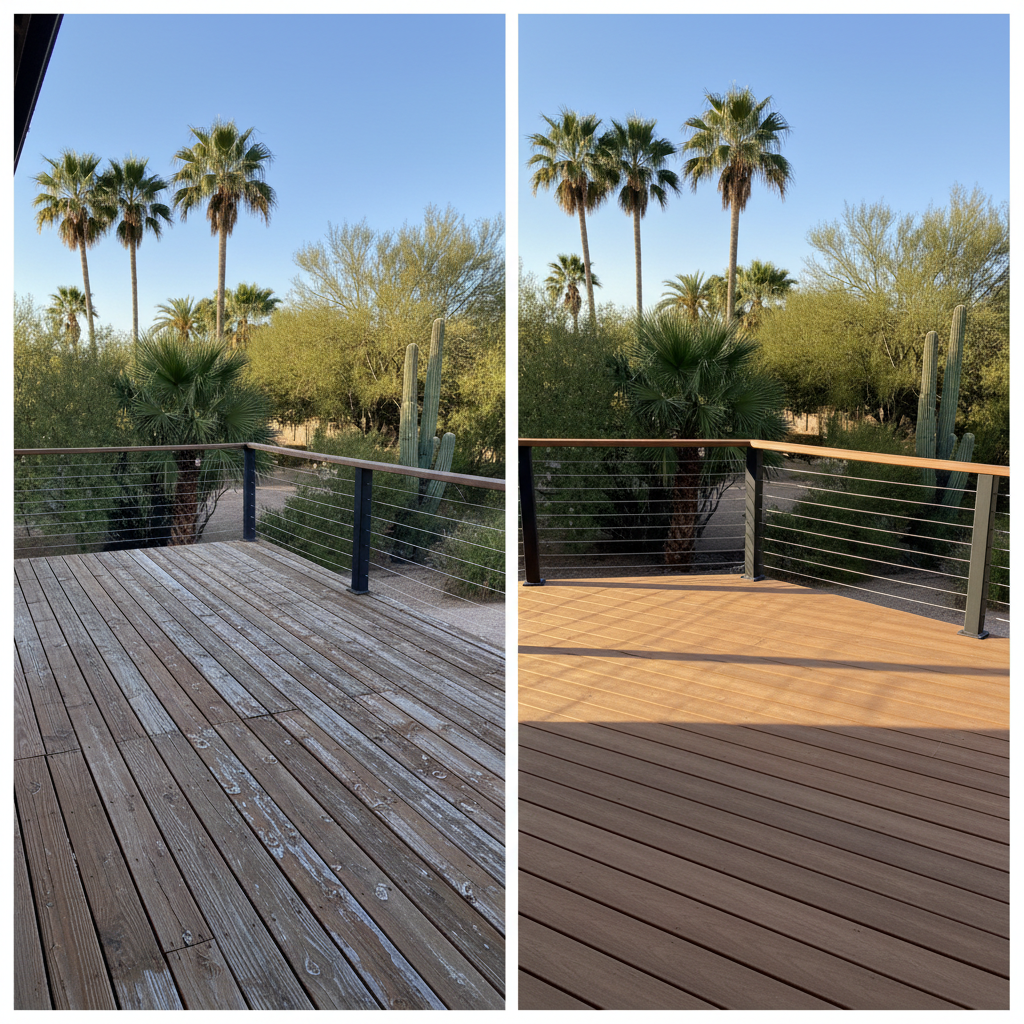 Completed deck railing installation work at a residential property in Scottsdale, AZ