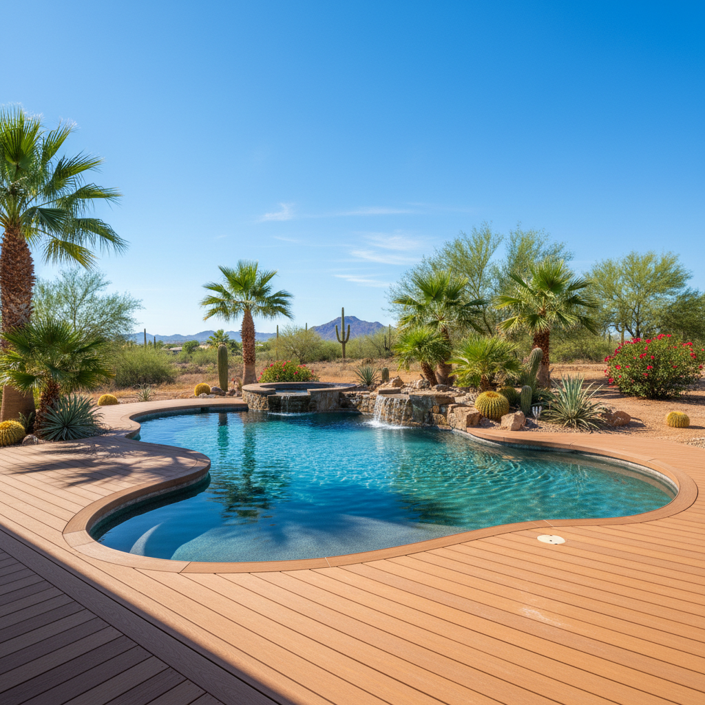 Completed pool decks work at a residential property in El Mirage, AZ