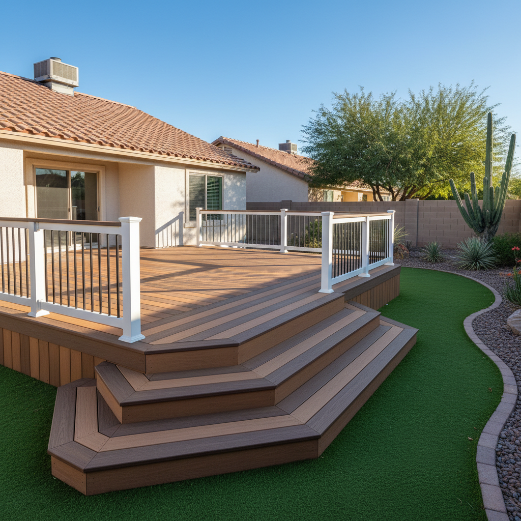 Completed trex decks work at a residential property in El Mirage, AZ