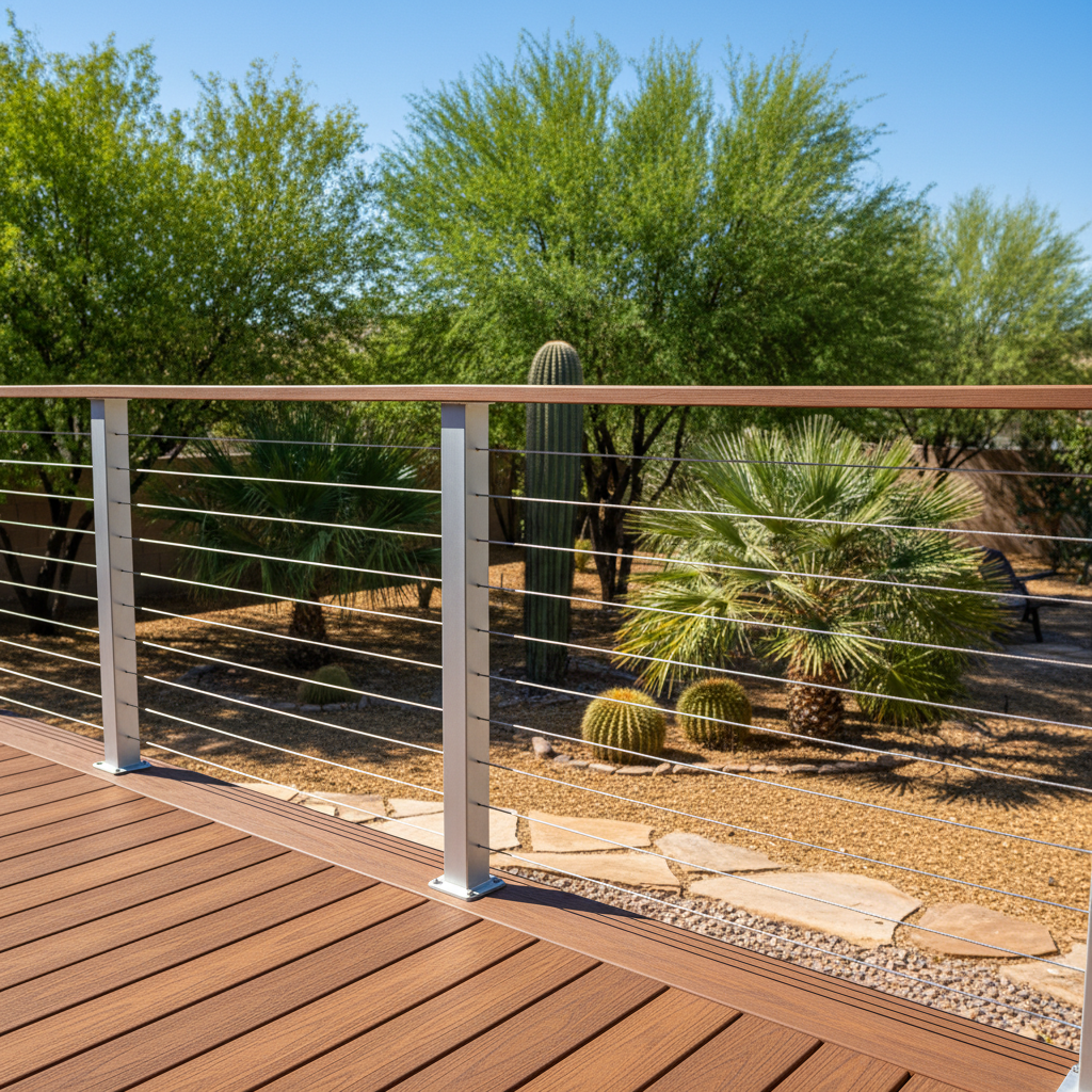 Completed deck railing installation work at a residential property in Laveen, AZ