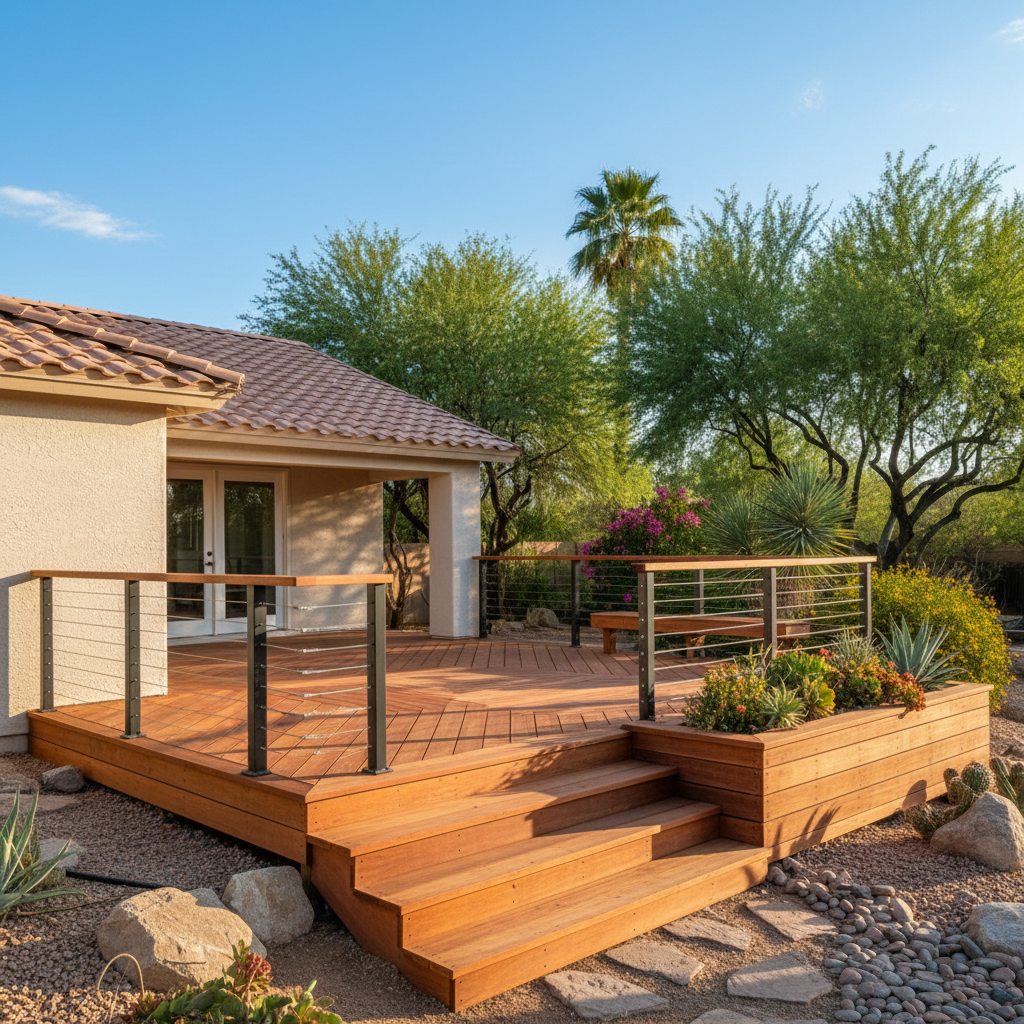 Completed deck construction work at a residential property in Glendale, AZ
