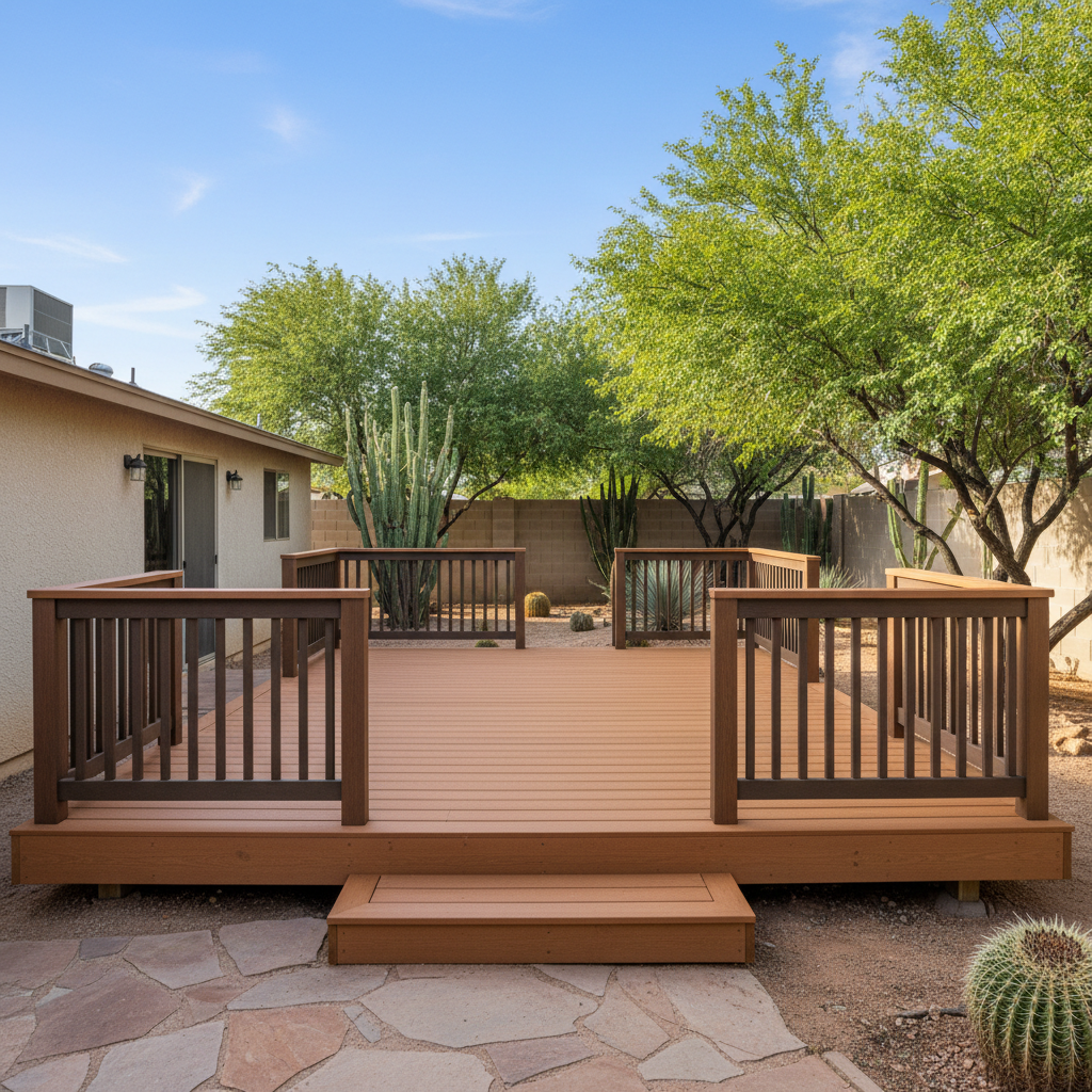 Completed trex decks work at a residential property in Scottsdale, AZ