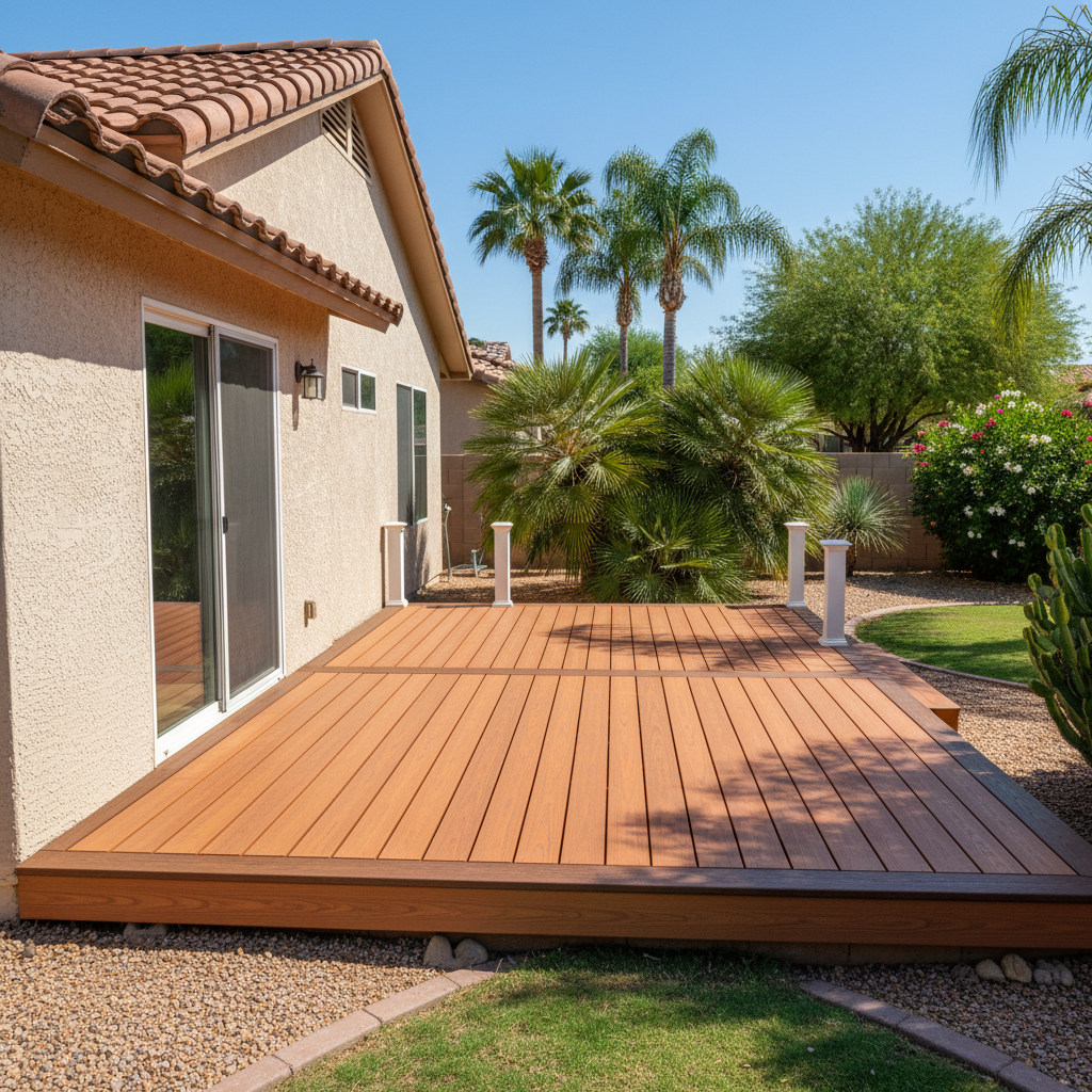 Completed trex decks work at a residential property in Glendale, AZ