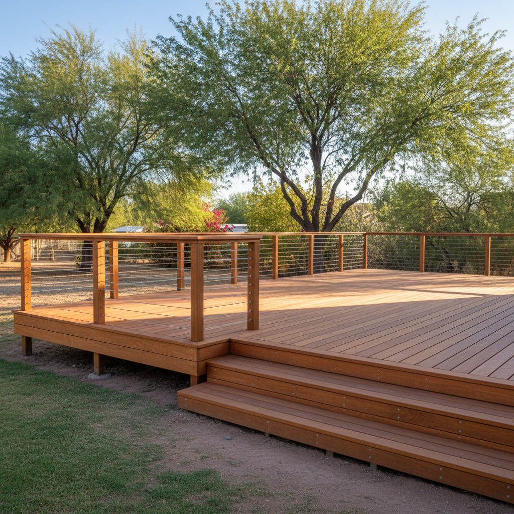 Completed wooden decks work at a residential property in Laveen, AZ