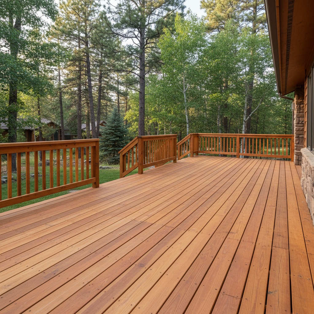 Completed wooden decks work at a residential property in Flagstaff, AZ