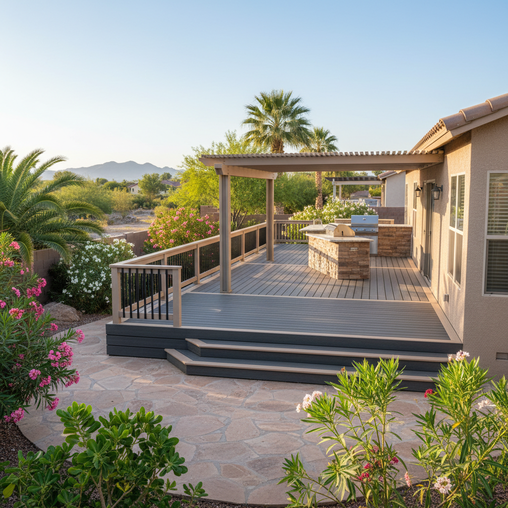 Completed composite decks work at a residential property in Laveen, AZ