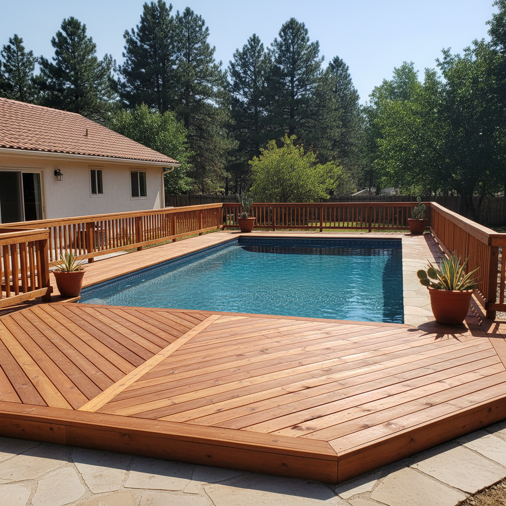Completed pool decks work at a residential property in Flagstaff, AZ