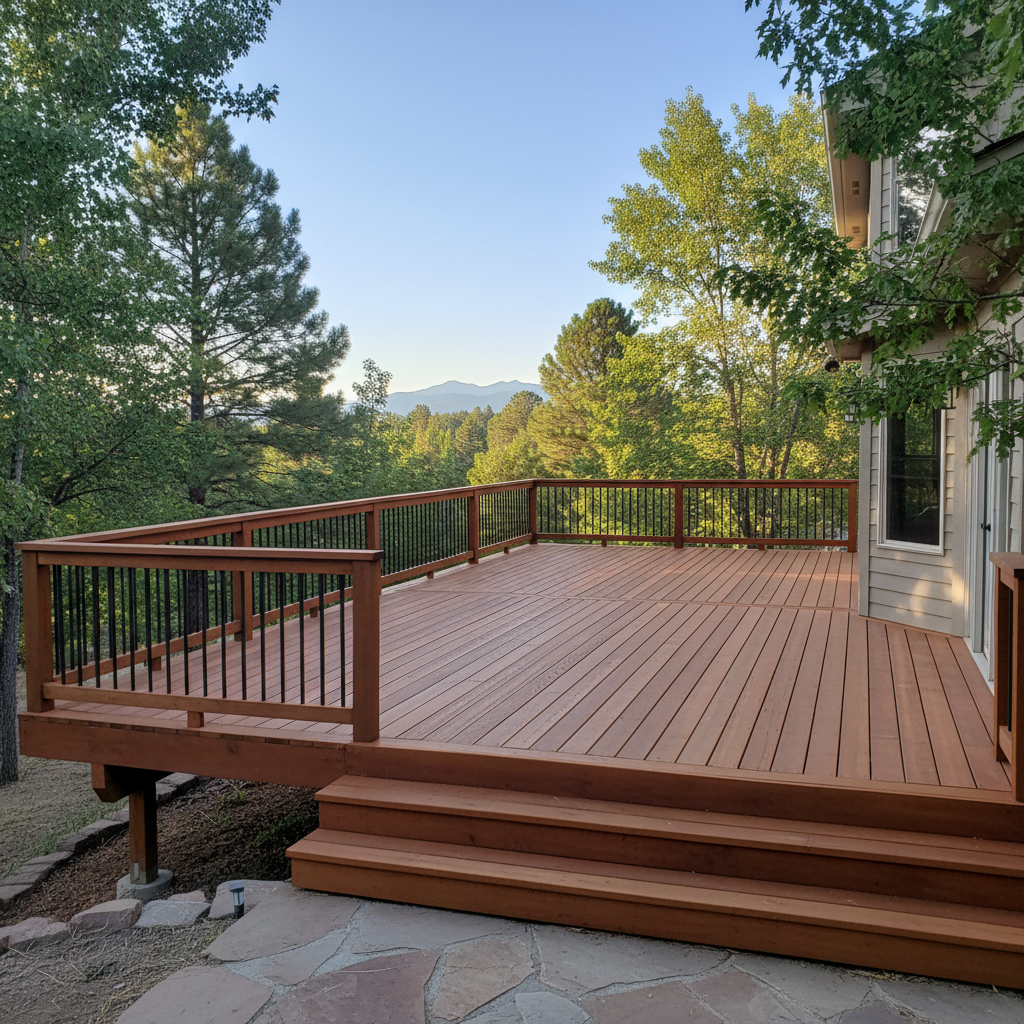 Completed deck construction work at a residential property in Flagstaff, AZ