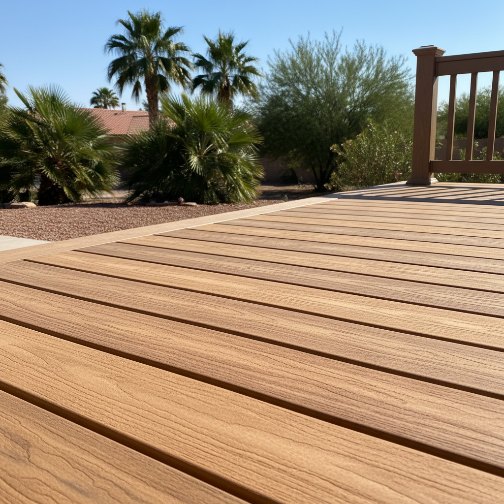 Completed deck construction work at a residential property in Phoenix, AZ