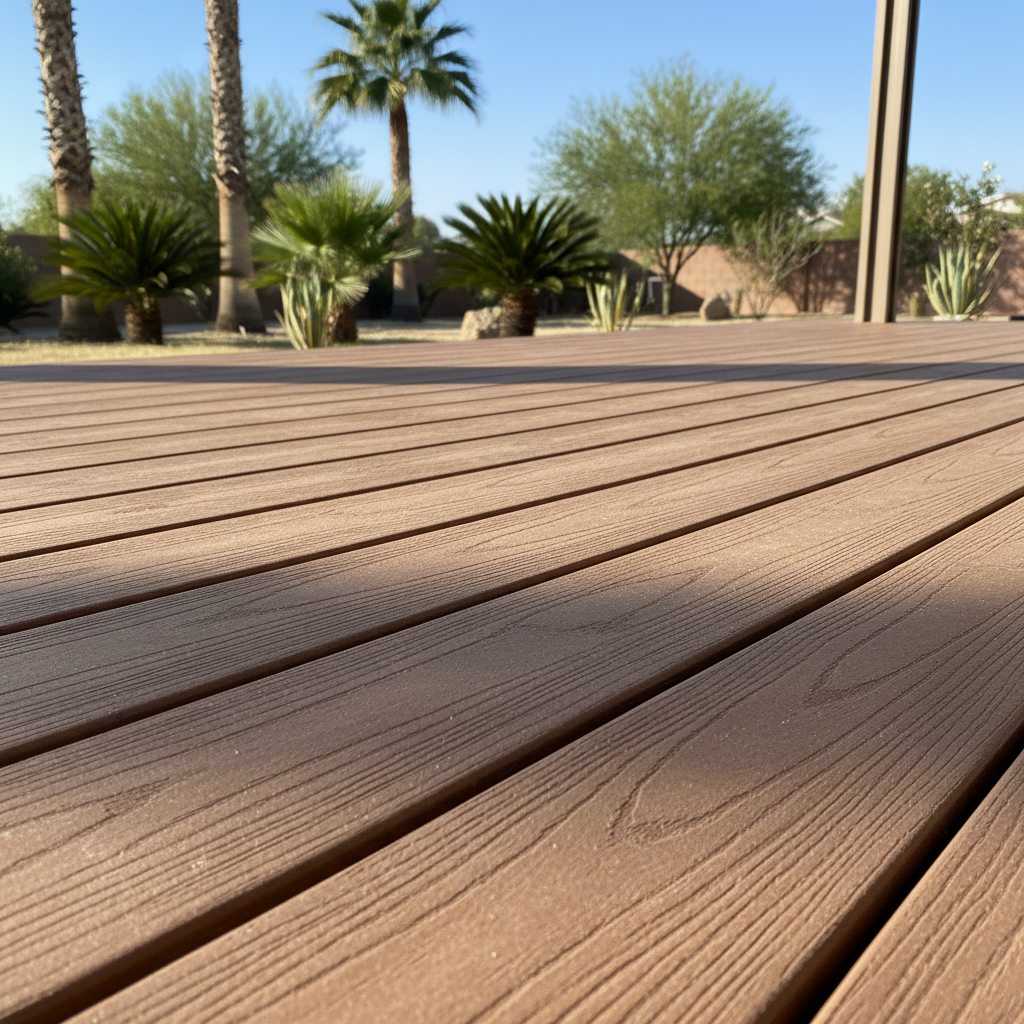 Completed trex decks work at a residential property in Phoenix, AZ