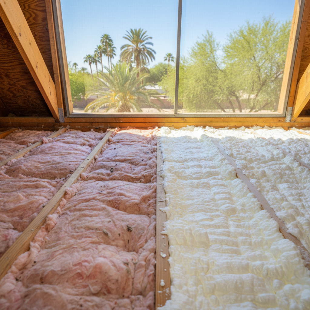 Completed open cell spray foam work at a residential property in Chandler, AZ