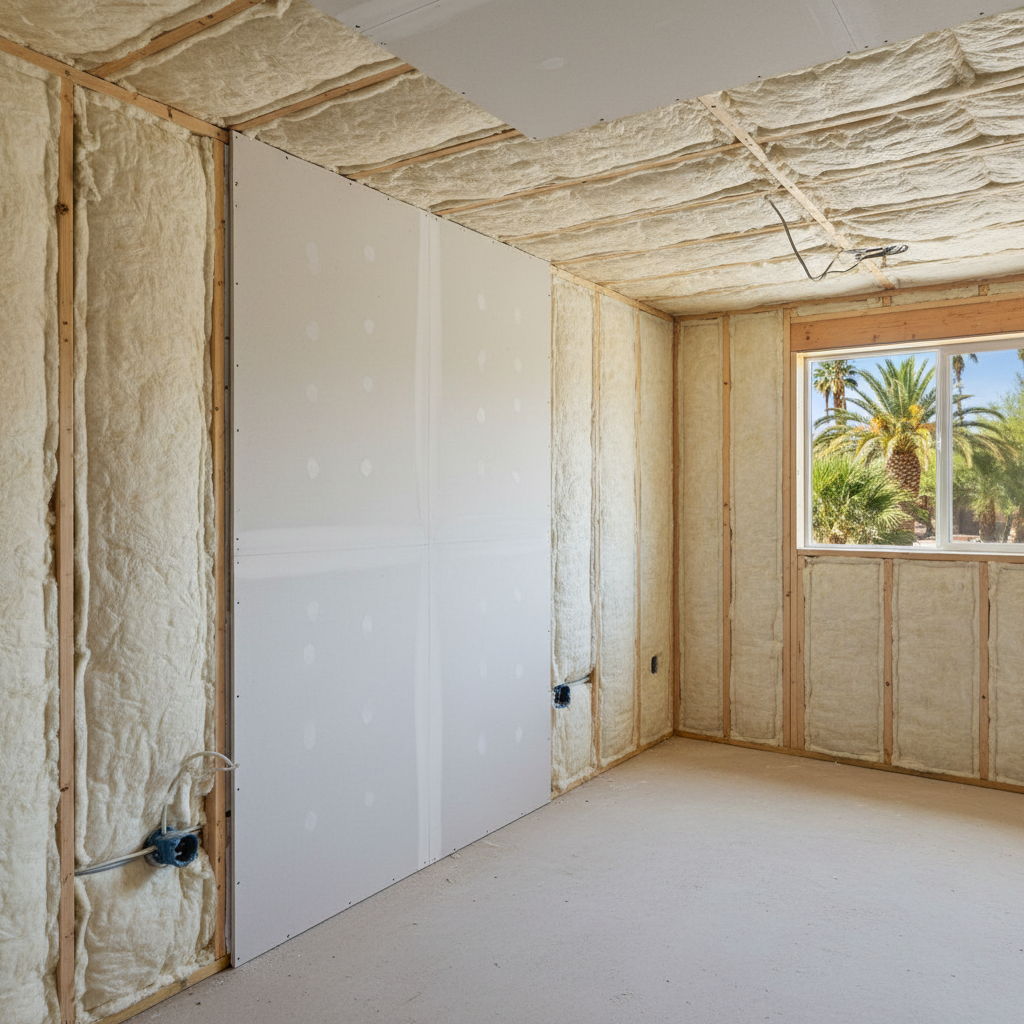Completed basement insulation work at a residential property in Chandler, AZ