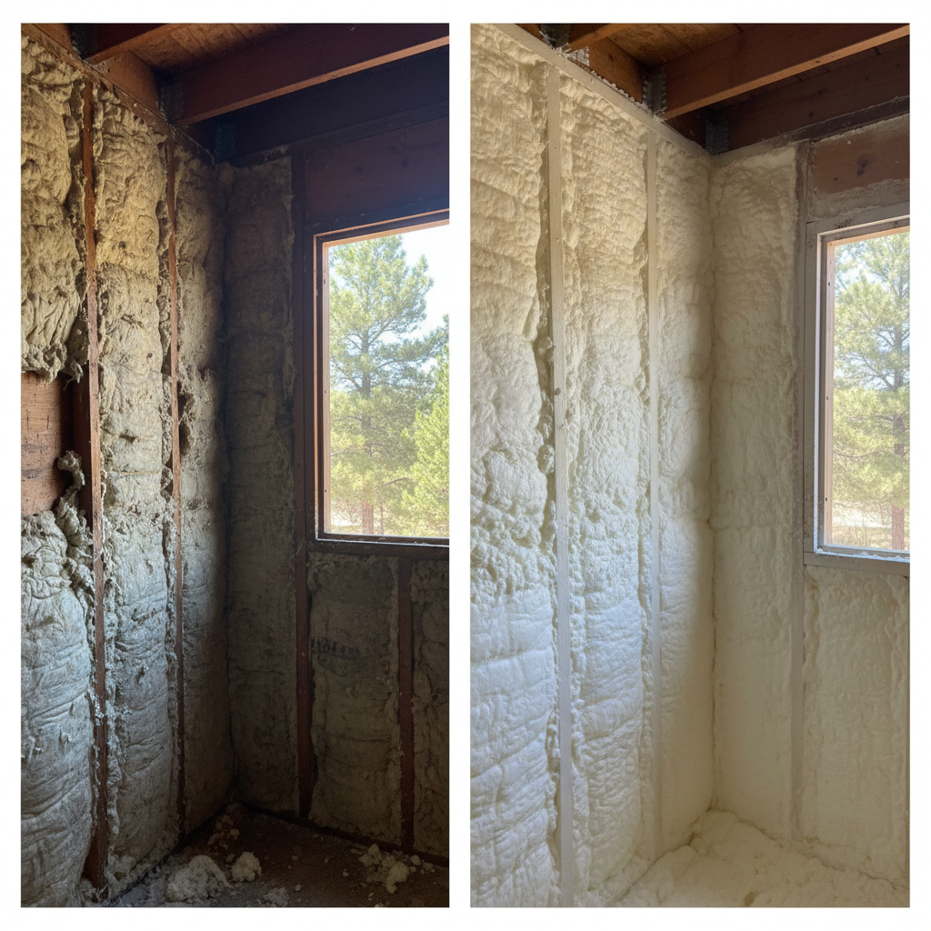 Completed open cell spray foam work at a residential property in Flagstaff, AZ