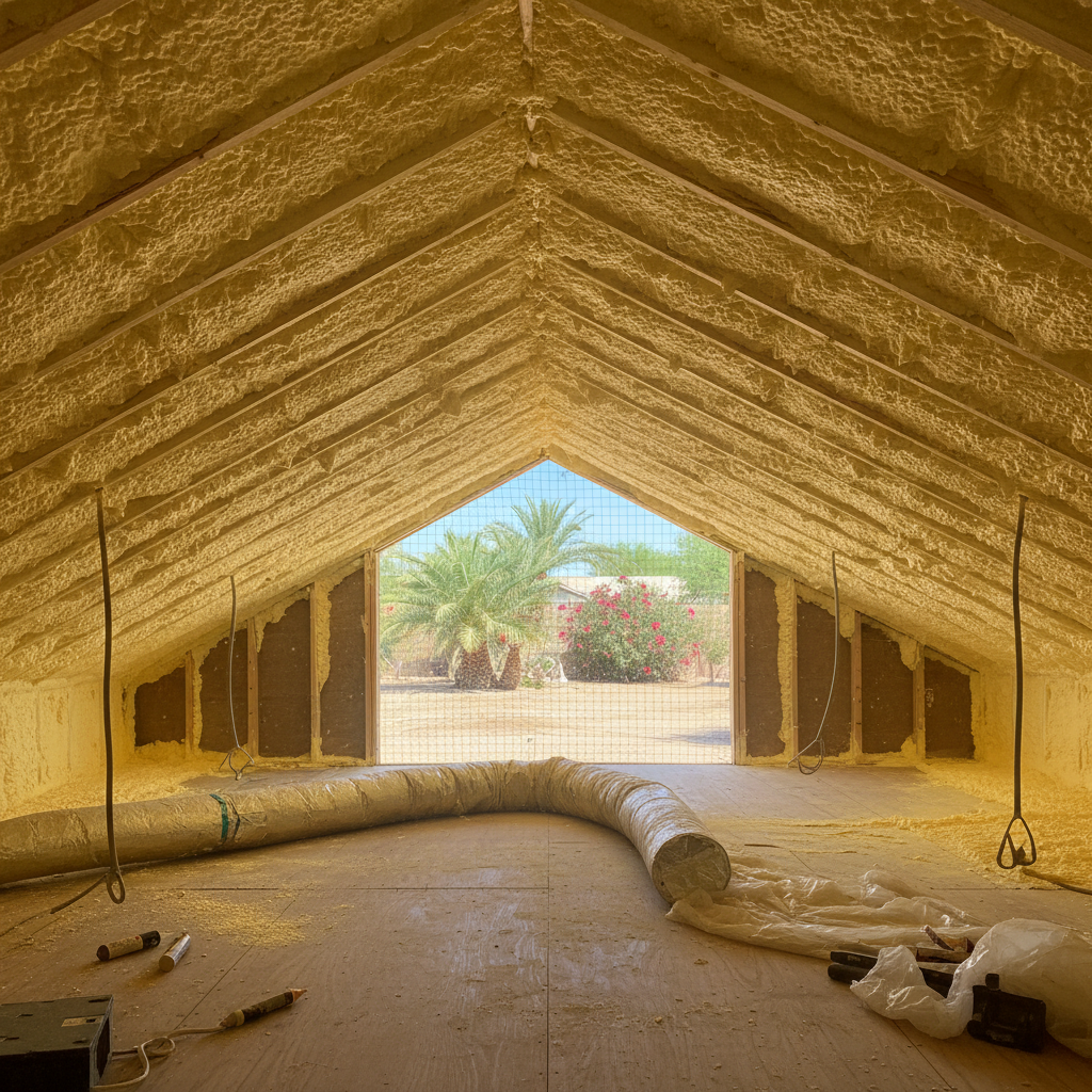 Completed closed cell spray foam work at a residential property in Gilbert, AZ
