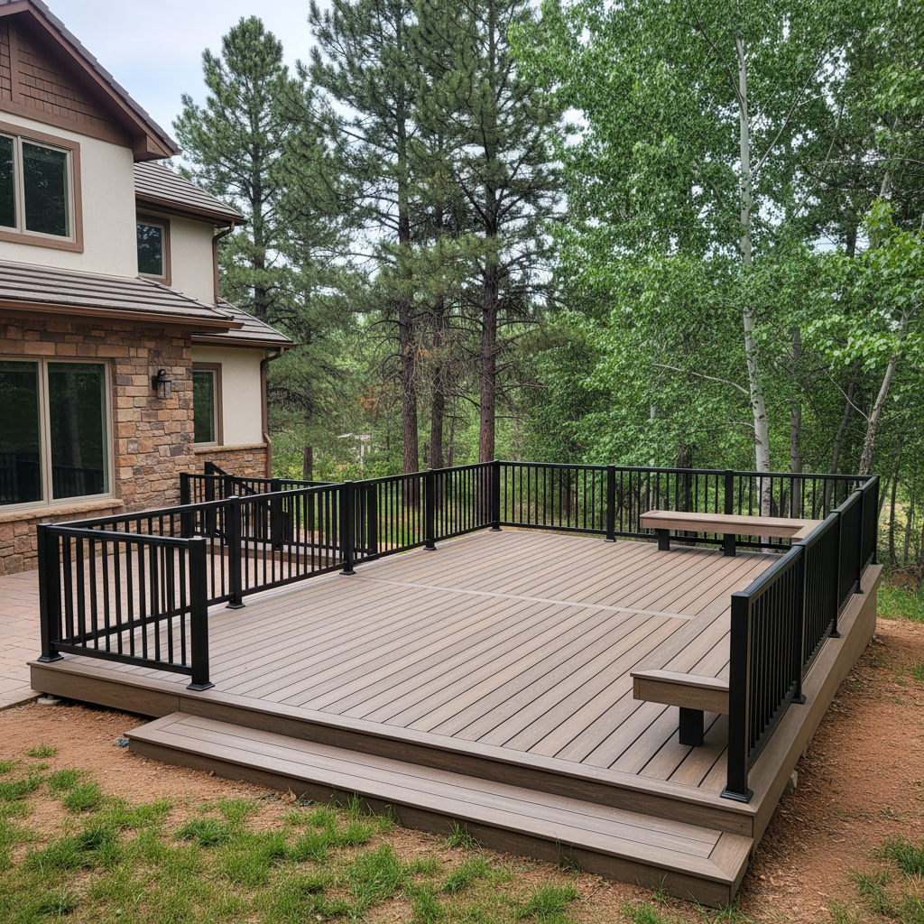 Completed composite decks work at a residential property in Flagstaff, AZ