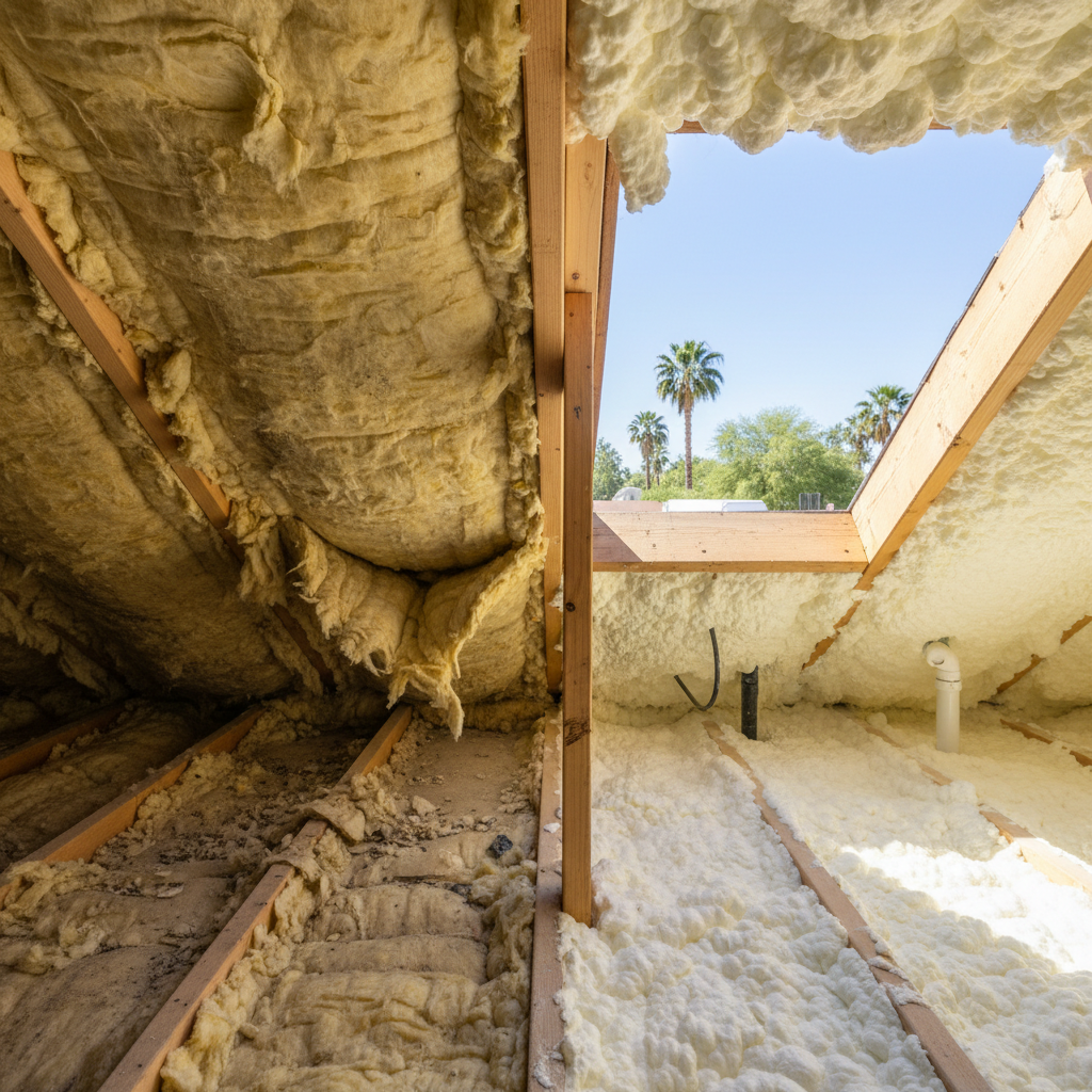 Completed open cell spray foam work at a residential property in Glendale, AZ