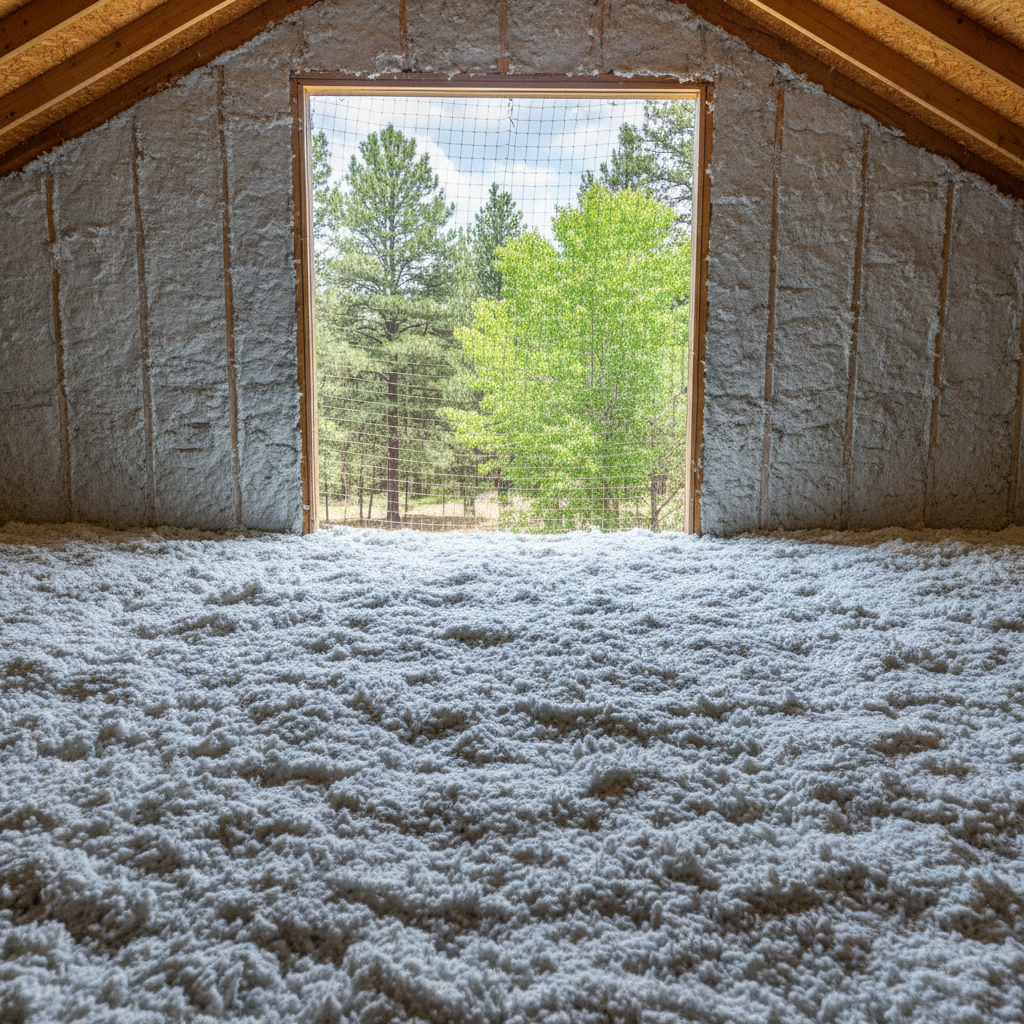 Completed blown-in insulation work at a residential property in Flagstaff, AZ