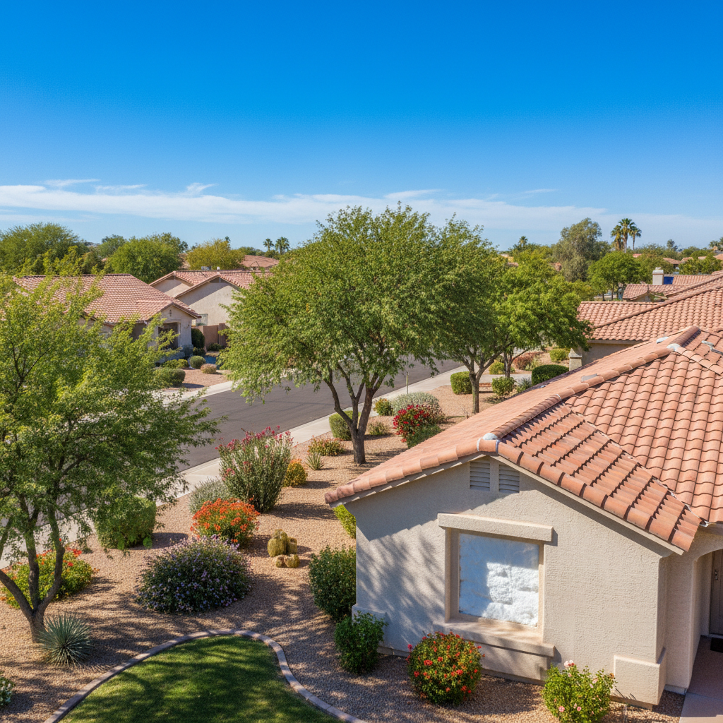 Completed attic insulation work at a residential property in Gilbert, AZ