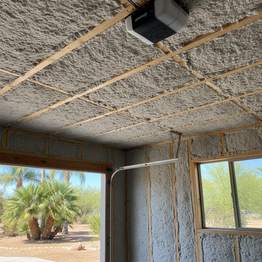 Completed garage insulation work at a residential property in Gilbert, AZ