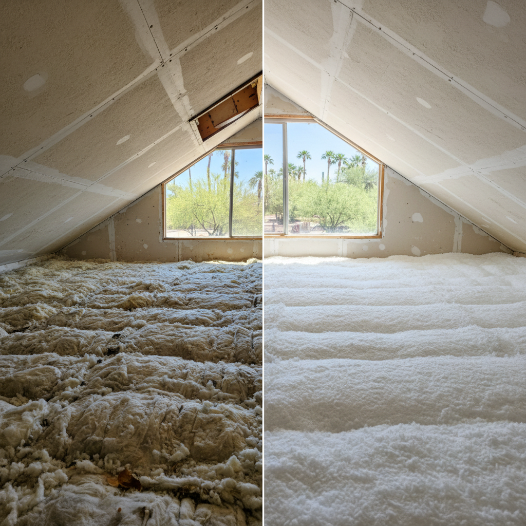 Completed attic insulation work at a residential property in Mesa, AZ