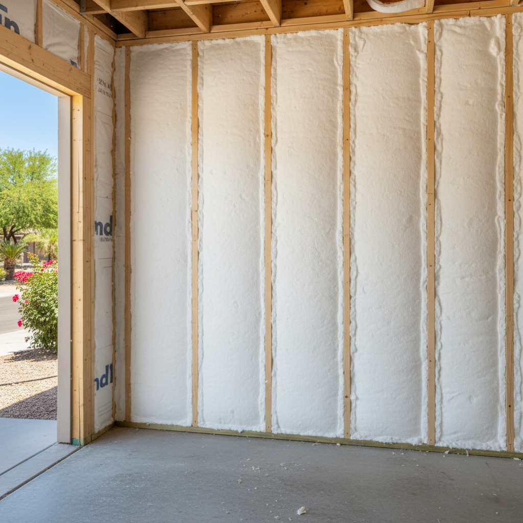 Completed garage insulation work at a residential property in Glendale, AZ