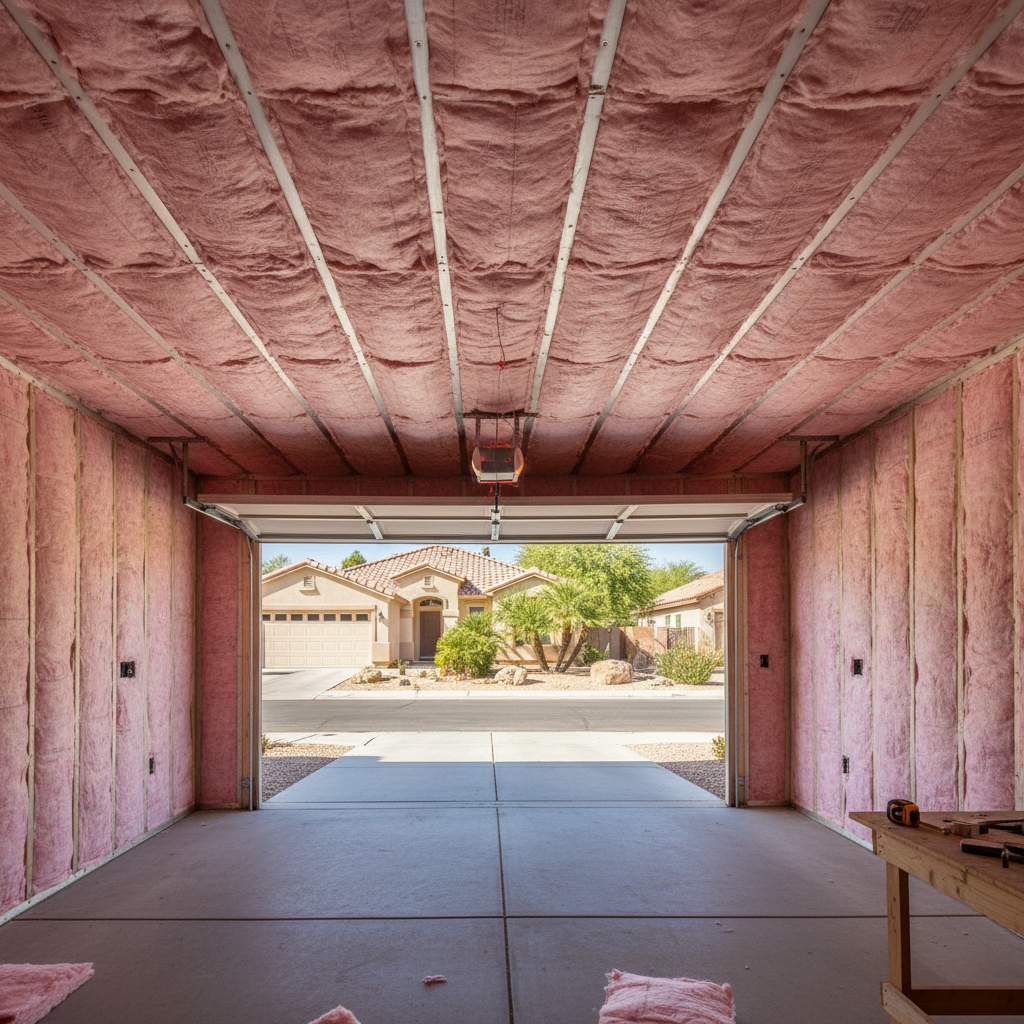 Completed garage insulation work at a residential property in Tempe, AZ