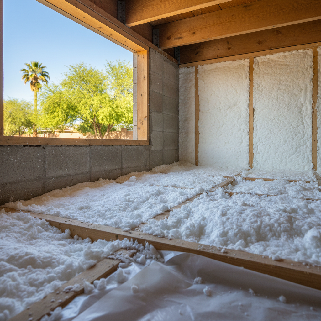 Completed crawl space insulation work at a residential property in Mesa, AZ