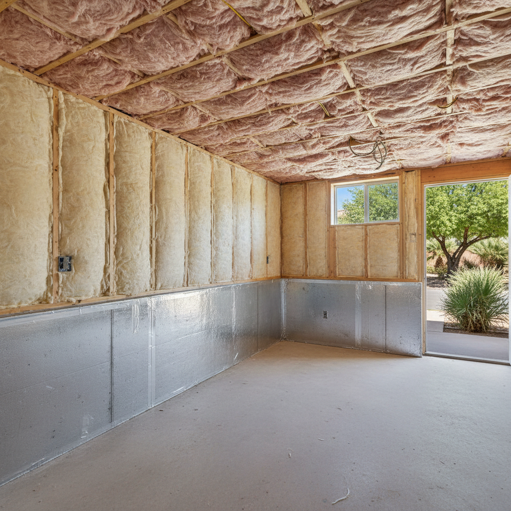 Completed basement insulation work at a residential property in Mesa, AZ