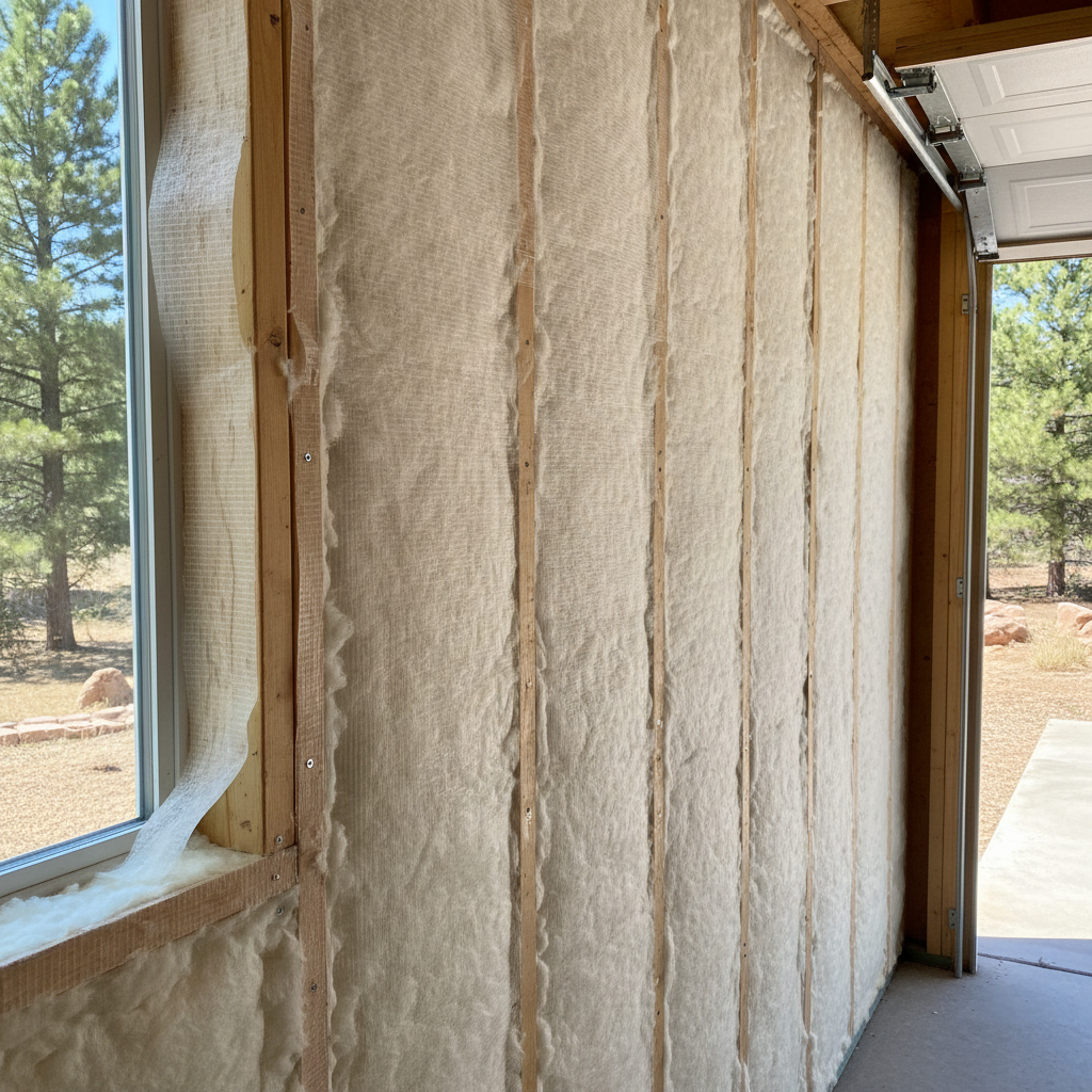 Completed garage insulation work at a residential property in Flagstaff, AZ