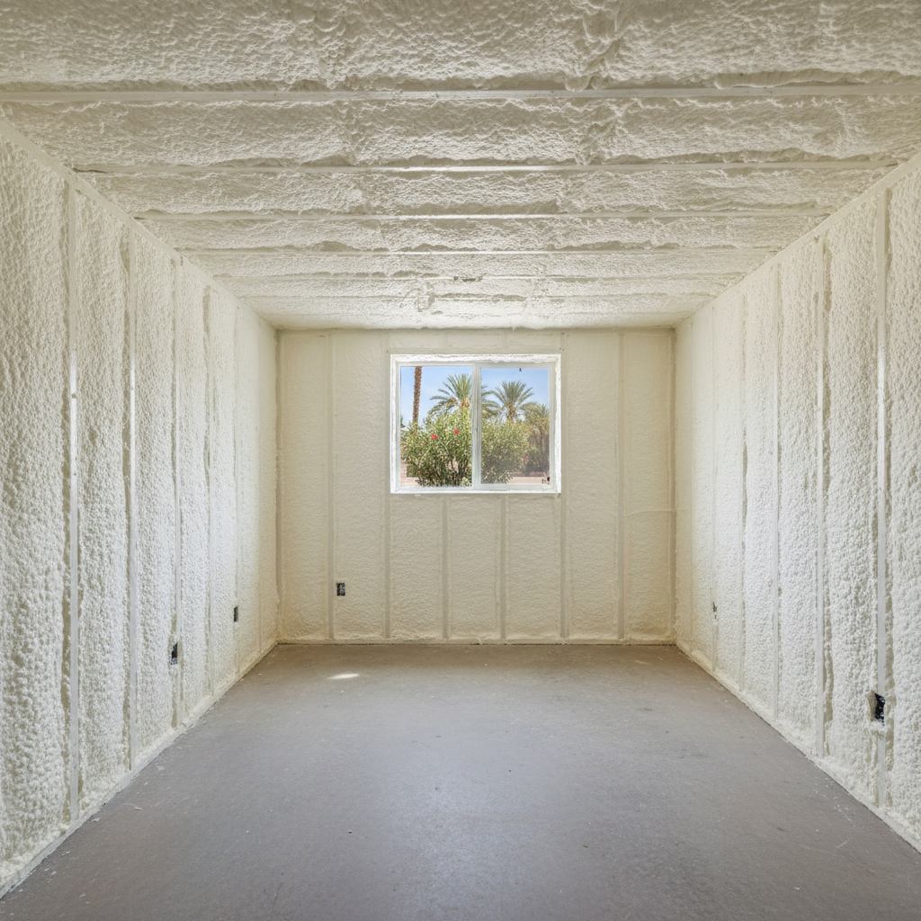 Completed basement insulation work at a residential property in Gilbert, AZ