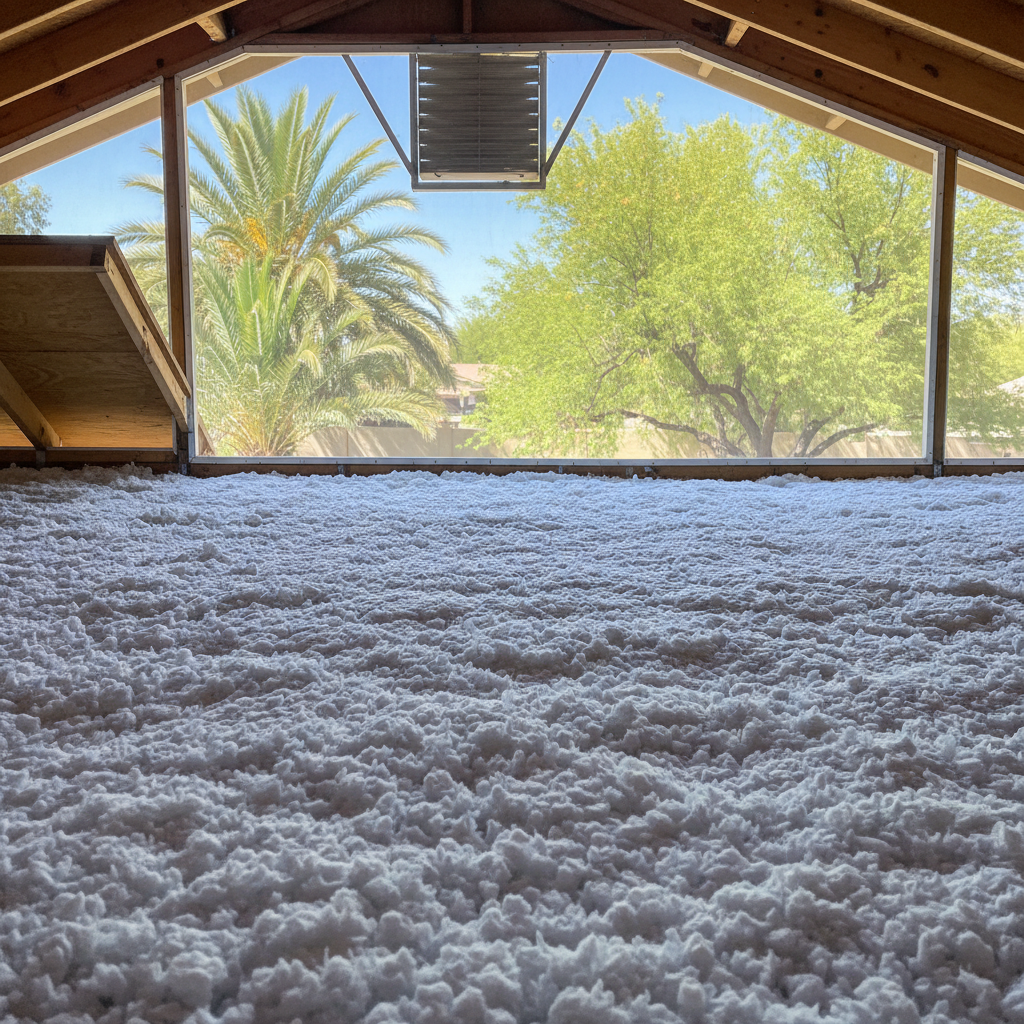 Completed blown-in insulation work at a residential property in Tempe, AZ