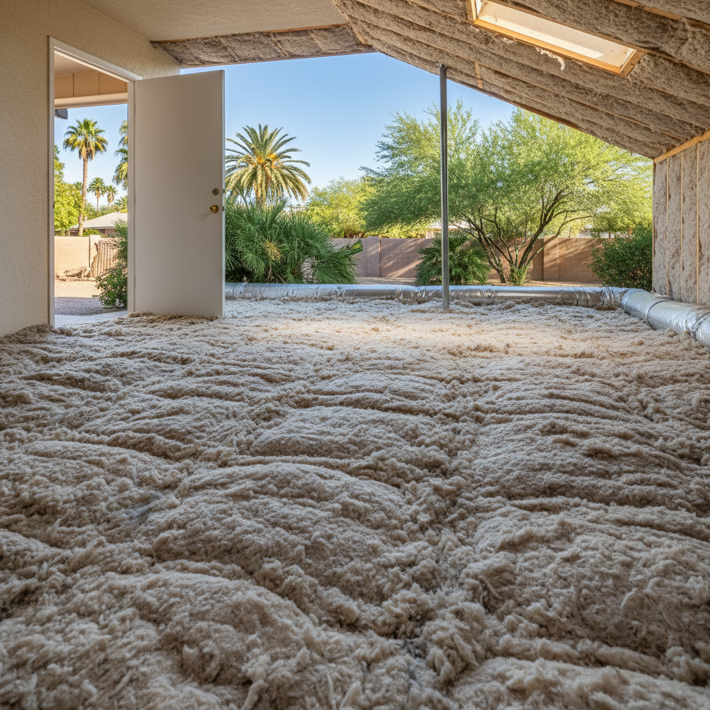 Completed blown-in insulation work at a residential property in Tucson, AZ