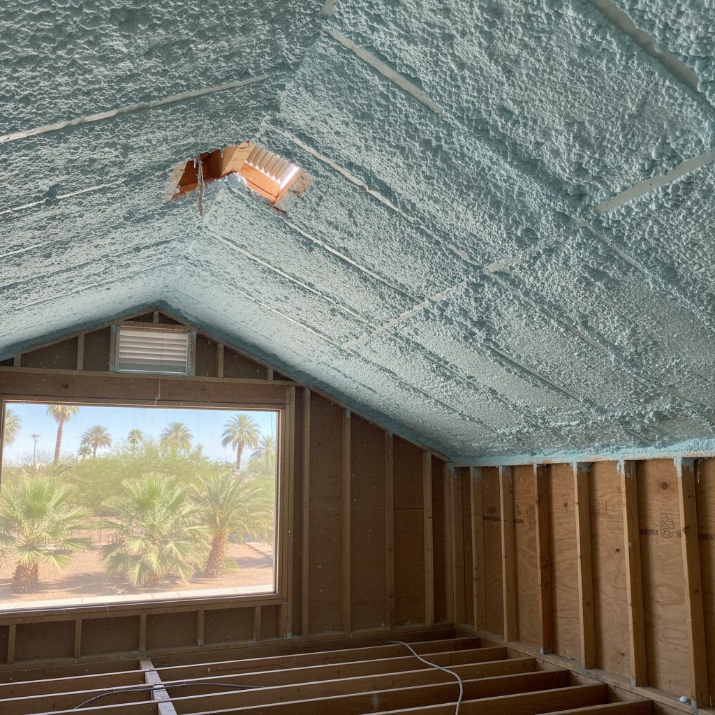 Completed closed cell spray foam work at a residential property in Tempe, AZ