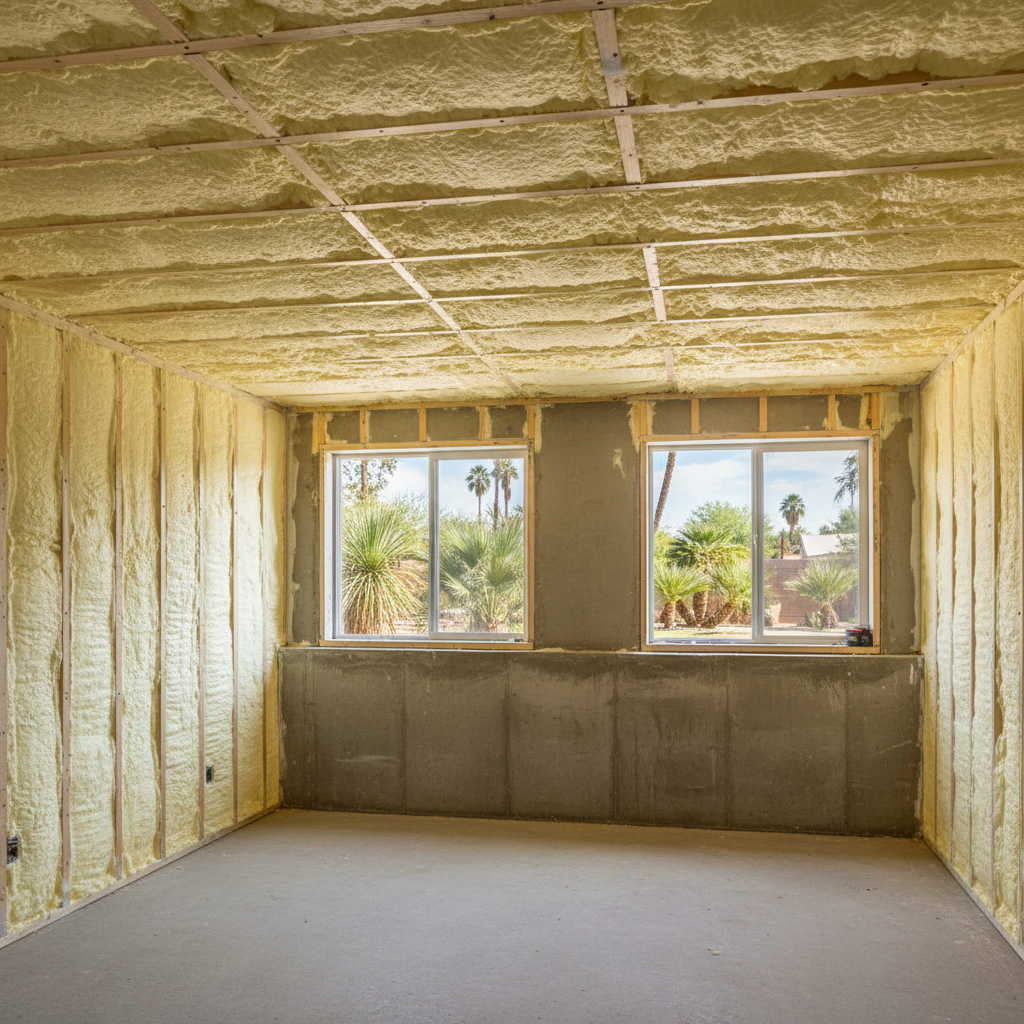 Completed basement insulation work at a residential property in Tempe, AZ