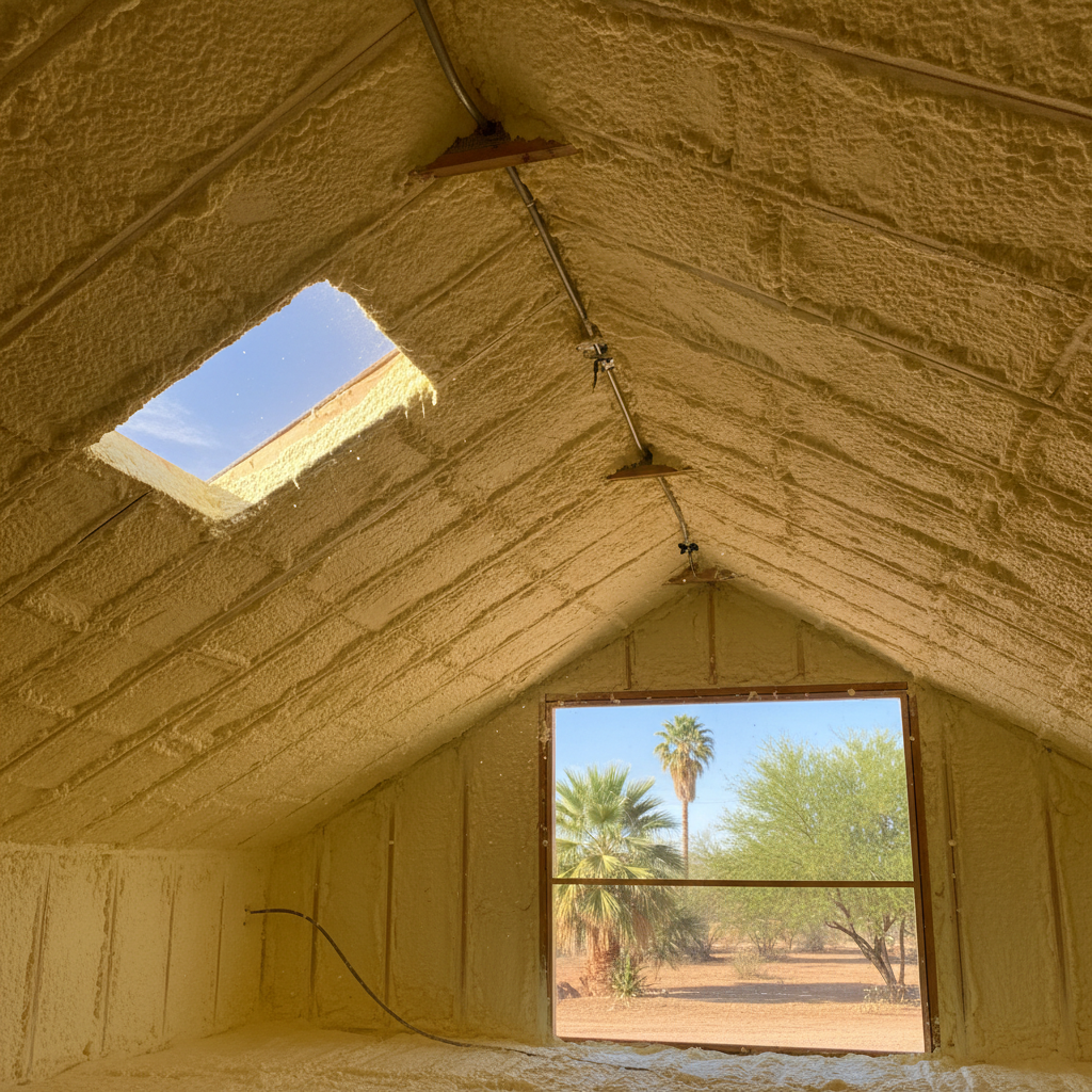 Completed closed cell spray foam work at a residential property in Tucson, AZ
