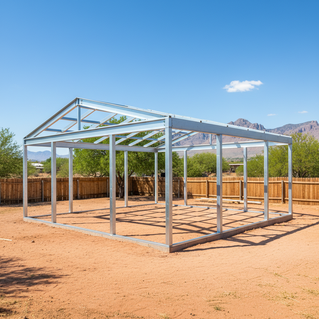 Completed steel frame erection work at a residential property in Apache Junction, AZ